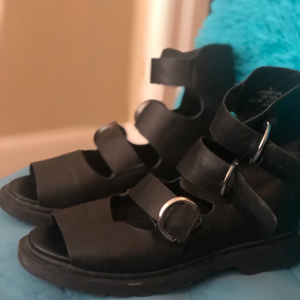 ASOS buckle peeptoe black sandal